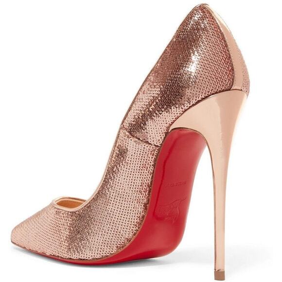Christian Louboutin So Kate 120 Nude Pink Rose Gold Sirene Sequin Heel Pump 37.5 - Picture 3 of 7